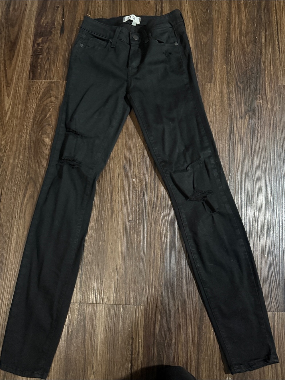 PAIGE Black Ripped Skinny Jeans